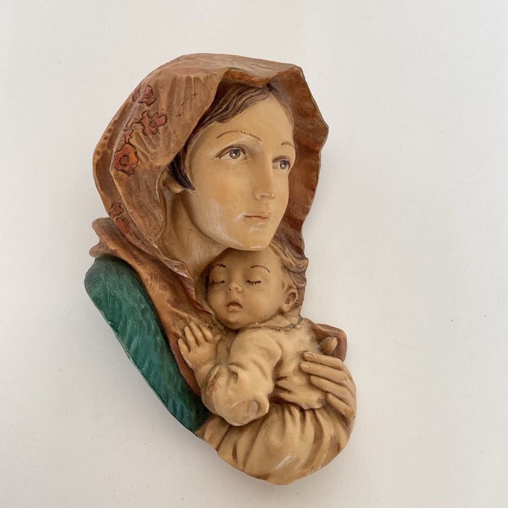 Virgin Mary & Baby Jesus Wall Hanging -by Dipinto & Mano ~Handpainted ~Italy